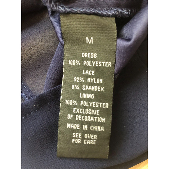 I.N. San Francisco, Women's Shift Dress, Lace Sleeveless, Navy Blue, Size Medium - Picture 5 of 8